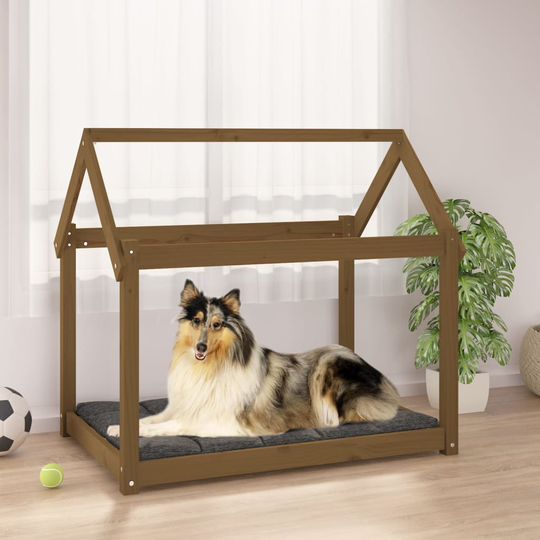 vidaXL Koiransänky hunajanruskea 101x70x90 cm täysi mänty