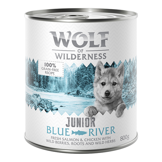 Little Wolf of Wilderness 6 x 800 g - Blue River Junior - kana & lohi