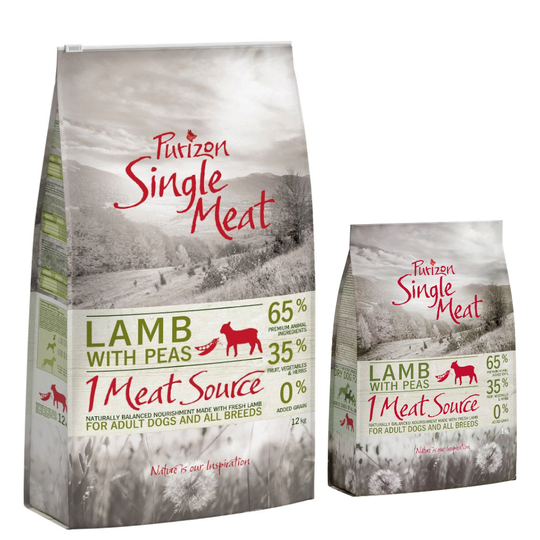 12 +2 kg kaupan päälle! 14 kg Purizon Single Meat -kuivaruokaa koirille - Lamb & Peas