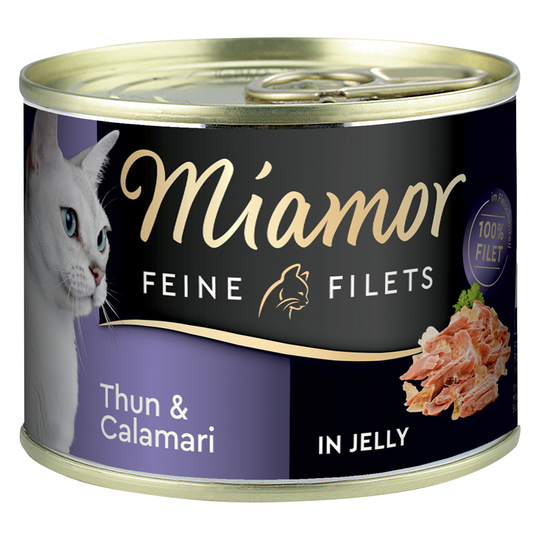 Miamor Fine Filets -säästöpakkaus 24 x 185 g - tonnikalaa & mustekalaa hyytelössä