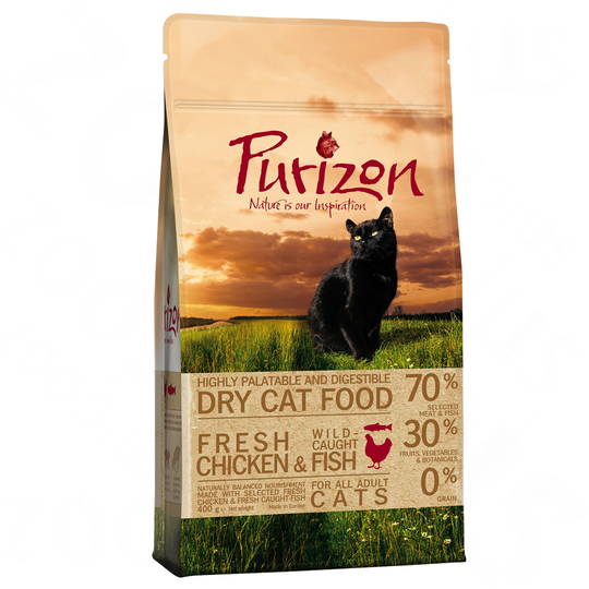 Purizon Adult -tutustumispakkaus, monta makua - Chicken & Fish + Lamb & Fish (2 x 400 g)