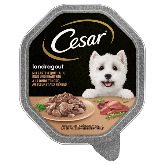 Cesar-rasiat 14 x 150 g - Country Ragout, kalkkuna, nauta & yrtit