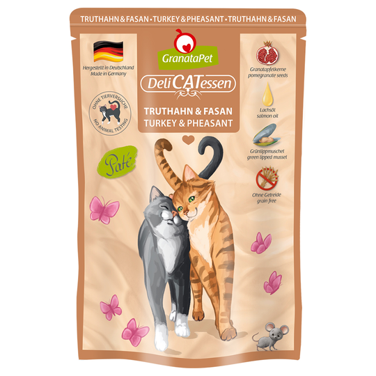 GranataPet DeliCatessen Pouch -säästöpakaus 24 x 85 g - kalkkuna & fasaani