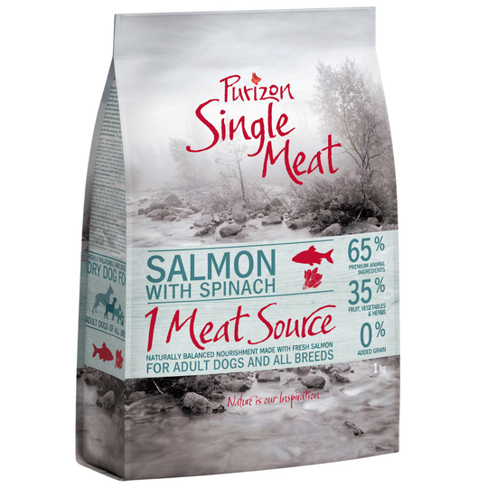 Purizon Single Meat -kokeilupakkaus - Duck & Apple + Lamb & Peas + Salmon & Spinach, 3 kg