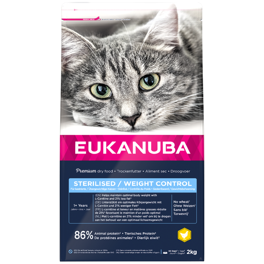 2 x 2 kg Eukanuba-kissanruokaa erikoishintaan! - Sterilised / Weight Control Adult