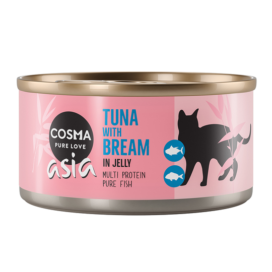 Cosma Asia hyytelössä 24 x 170 g erikoishintaan! - tonnikala & lahna