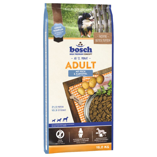 2 x zooPisteet: bosch 15 / 12,5 kg - 15 kg Adult Fish & Potato