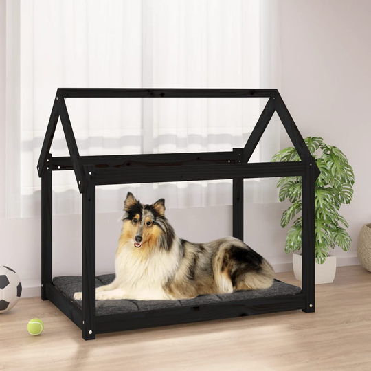 vidaXL Koiransänky musta 101x70x90 cm täysi mänty