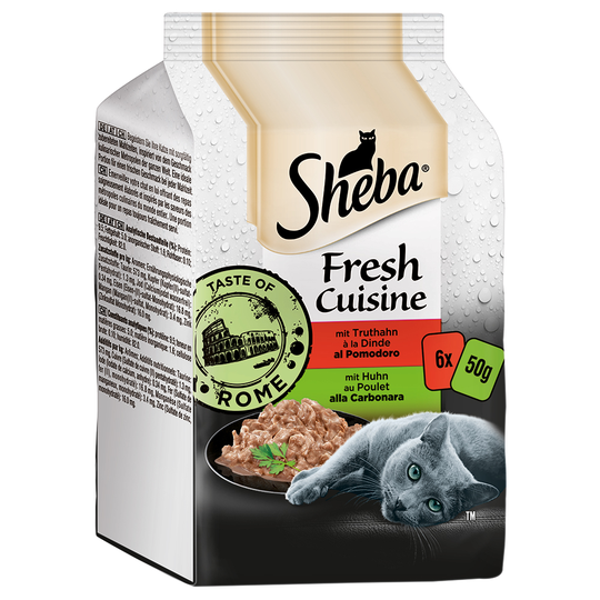 6 x 50 g Sheba-pussiruoat erikoishintaan! - Fresh Cuisine - Taste of Rome: kana & kalkkuna