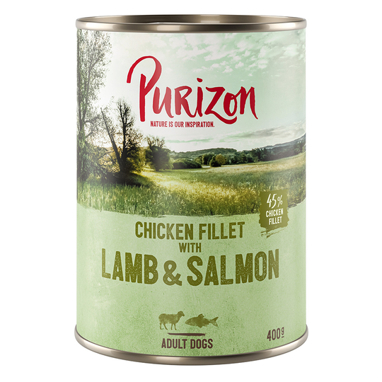 5 + 1 kaupan päälle! Purizon Adult 6 x 400 g - lammas & lohi perunalla & päärynällä