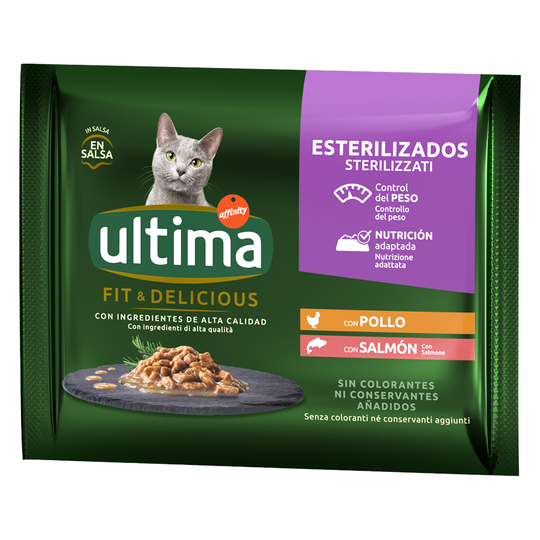 Ultima Cat Sterilized 48 x 85 g - kana ja lohi