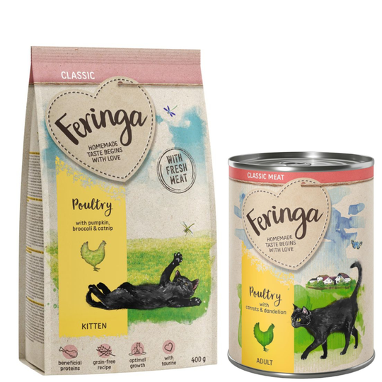 Feringa-kuivaruoka 400 g + 1 x 400 Classic Meat siipikarja kaupan päälle! - Kitten siipikarja