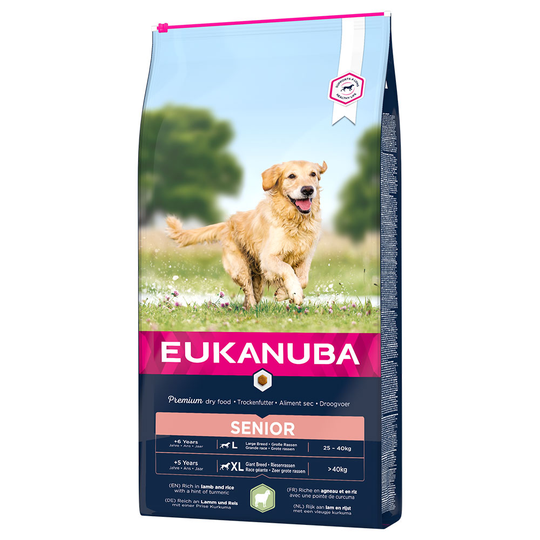 Eukanuba-säästöpakkaus - 2 x 12 kg Senior Large & Giant Breed Lamb & Rice
