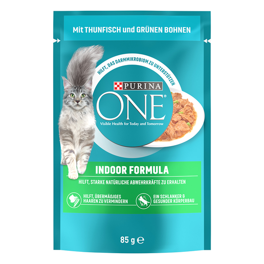 Purina One Indoor Formula - tonnikala & vihreät pavut (13 x 85 g)