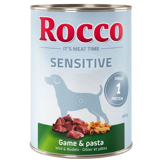 Rocco Sensitive -säästöpakkaus 12 x 400 g - riista & pasta