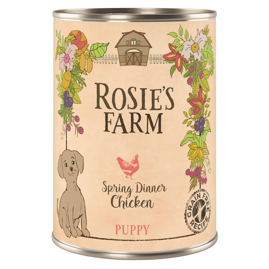 Rosie's Farm Adult 6 x 400 g: 5 + 1 kaupan päälle! - Puppy: kana