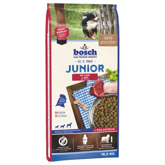 2 x zooPisteet: bosch 15 / 12,5 kg - 15 kg Junior Lamb & Rice