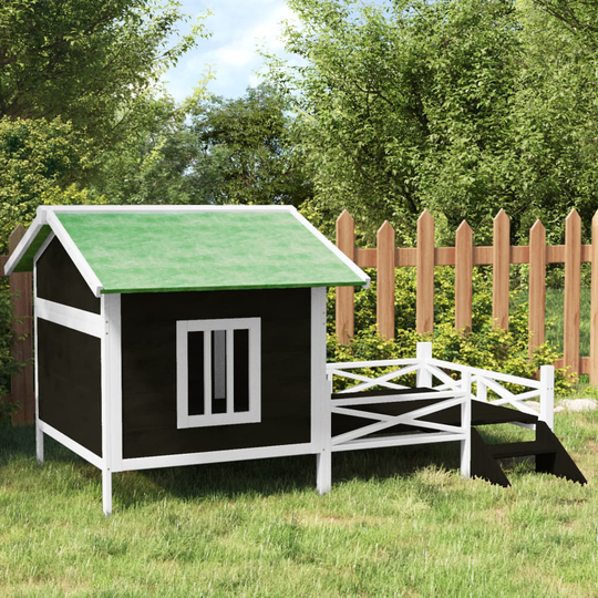 vidaXL Koirankoppi harmaa 159x120x88,5 cm täysi mänty