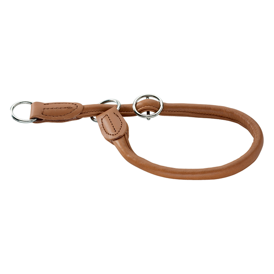 HUNTER Round & Soft -puolikuristava nahkapanta, konjakki - koko: suurimmillaan 50 cm, Ø 10mm