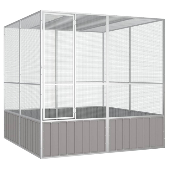 vidaXL Lintuhäkki harmaa 213,5x217,5x211,5 cm galvanoitu teräs