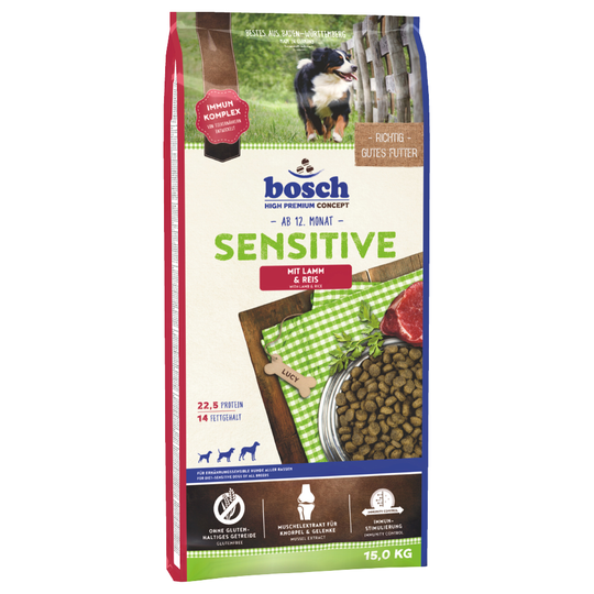 2 x zooPisteet: bosch 15 / 12,5 kg - 15 kg Sensitive Lamb & Rice