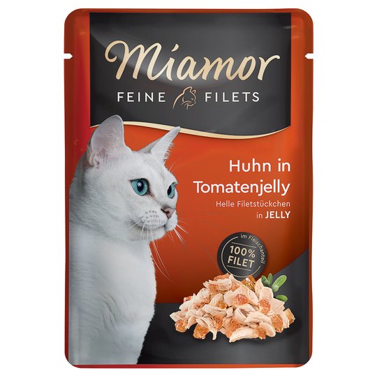 Miamor Fine Filets in Jelly -säästöpakkaus 24 x 100 g - kana tomaattihyytelössä