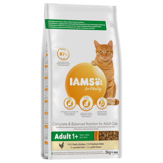 2,7 kg / 3 kg IAMS-kissanruokaa erikoishintaan! - Vitality: Adult Chicken (3 kg)