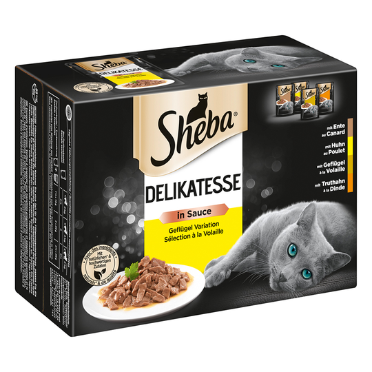 Sheba Selection Pouches -säästöpakkaus 48 x 85 g - Delicacies in Sauce, siipikarjalajitelma