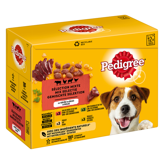 Pedigree Pouch in Sauce -monipakkaus - 12 x 100 g lihalajitelma