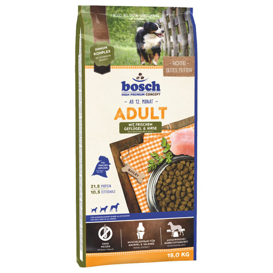 2 x zooPisteet: bosch 15 / 12,5 kg - 15 kg Adult Poultry & Millet