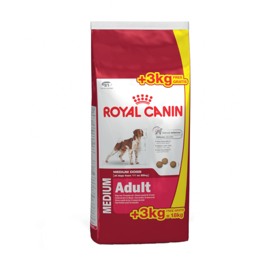 1 kg / 3 kg kaupan päälle! Royal Canin Size -bonuspakkaus - Medium Adult (15 kg + 3 kg)