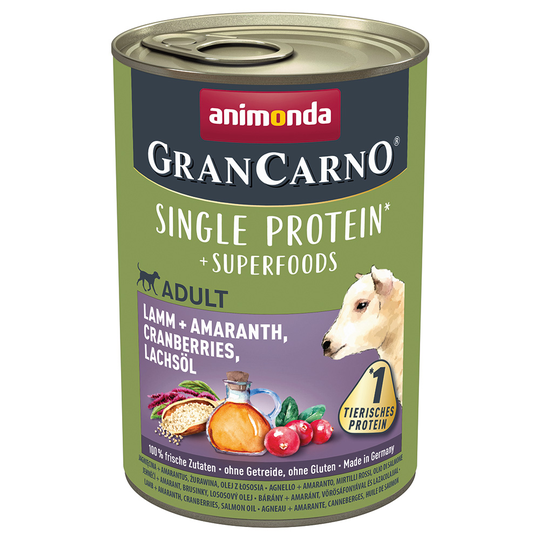Animonda GranCarno Adult Superfoods 6 x 400 g - lammas + amarantti, karpalo, lohiöljy