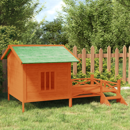 vidaXL Koirankoppi ruskea 159x120x88,5 cm täysi mänty