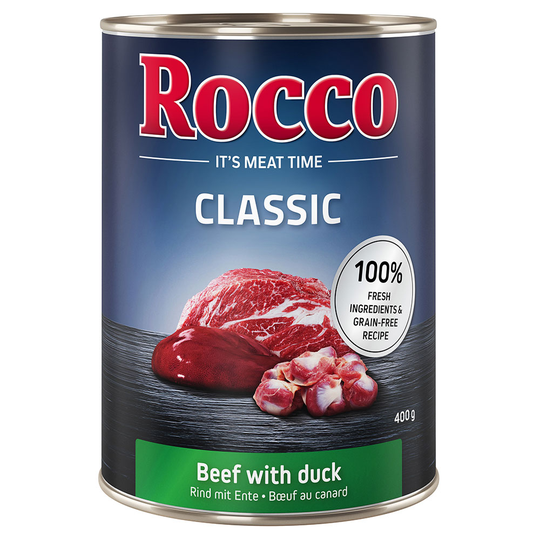Rocco Classic -säästöpakkaus 24 x 400 g - nauta ja ankka