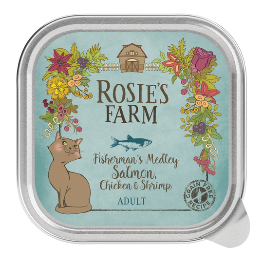 Rosie's Farm Adult 16 x 100 g - lohi, kana & katkarapu