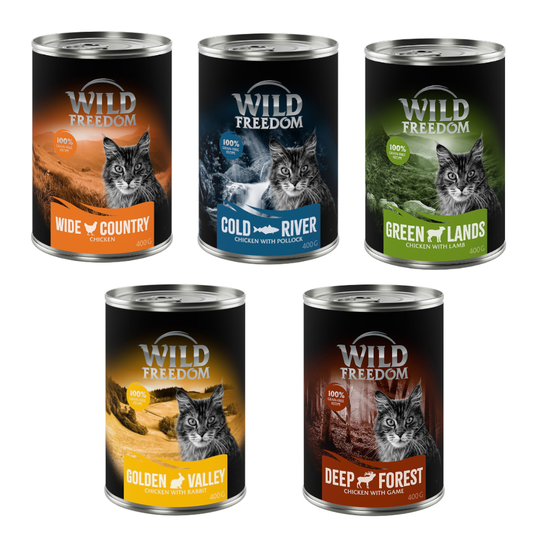 20 + 4 kaupan päälle! Wild Freedom 24 x 200 g / 400 g - Adult-mix I (5 makua) 24 x 400 g