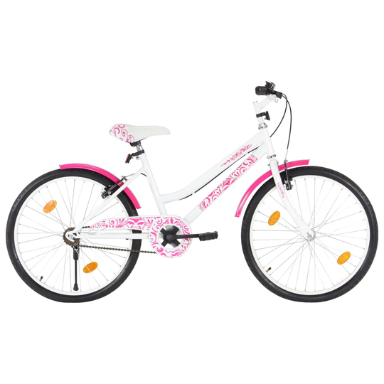 vidaXL Lasten pyörä 24" pinkki ja valkoinen