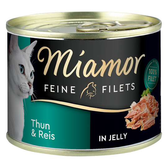Miamor Fine Filets -säästöpakkaus 24 x 185 g - tonnikalaa & riisiä hyytelössä