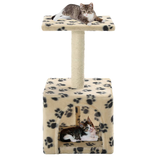 vidaXL Kissan kiipeilypuu sisal-pylväällä 55 cm tassunjäljet beige