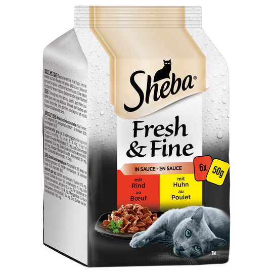 6 x 50 g Sheba-pussiruoat erikoishintaan! - Fresh & Fine: valikoidut herkkureseptit kastikkeessa