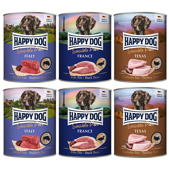 Happy Dog Sensible Pure -säästöpakkaus 24 x 800 g - lajitelma (3 makua)