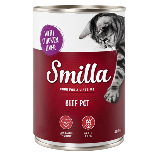 Smilla-nautapata -säästöpakkaus 24 x 400 g - nautaa kananmaksalla