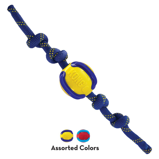 Kong - Jaxx Brights Ball w/Rope Assorted 32cm M - (KONGPJB22E)