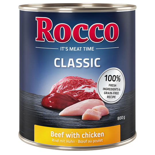 Rocco Classic -säästöpakkaus 12 x 800 g - nauta ja kana