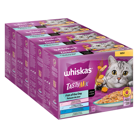 Whiskas Tasty Mix Pouches -lajitelma 144 x 85 g - Fish of the Day in Sauce