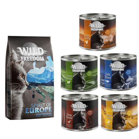 6 kg Wild Freedom -kuivaruokaa + 6 x 200 g märkäruokaa kaupan päälle! - Spirit of Europe