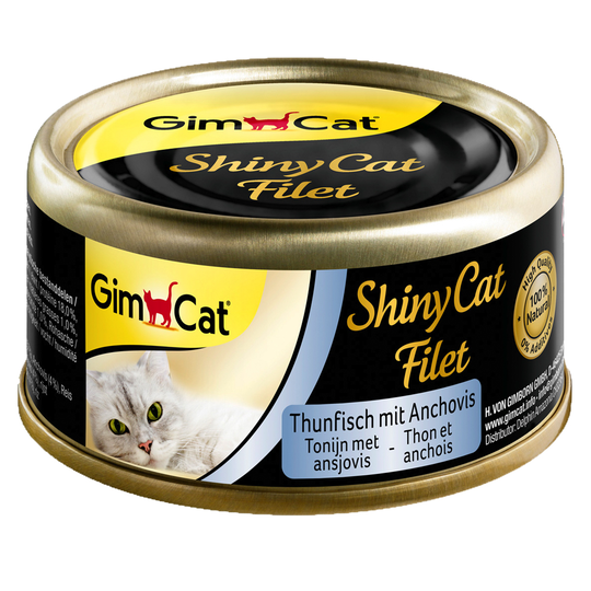 GimCat ShinyCat Filet -säästöpakkaus 12 x 70 g - tonnikala & anjovis
