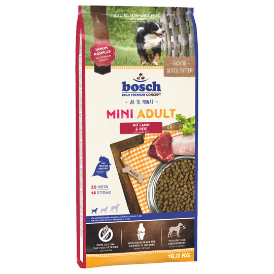 2 x zooPisteet: bosch 15 / 12,5 kg - 15 kg Adult Mini Lamb & Rice