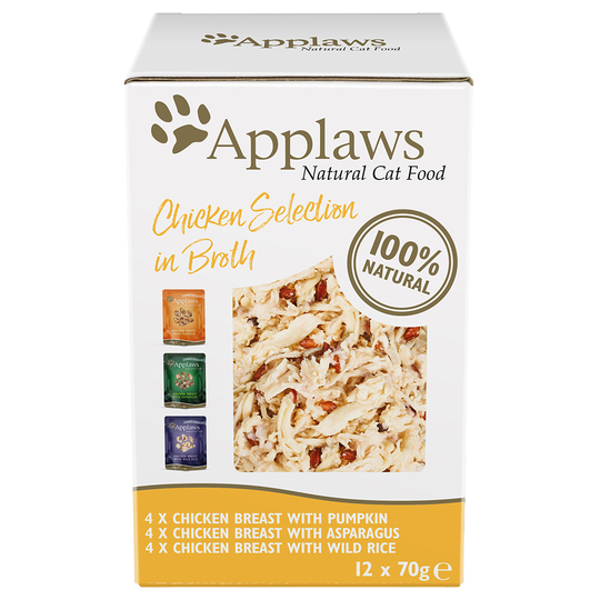 Applaws Pouch in Broth -kissanruokalajitelma 12 x 70 g - kanalajitelma