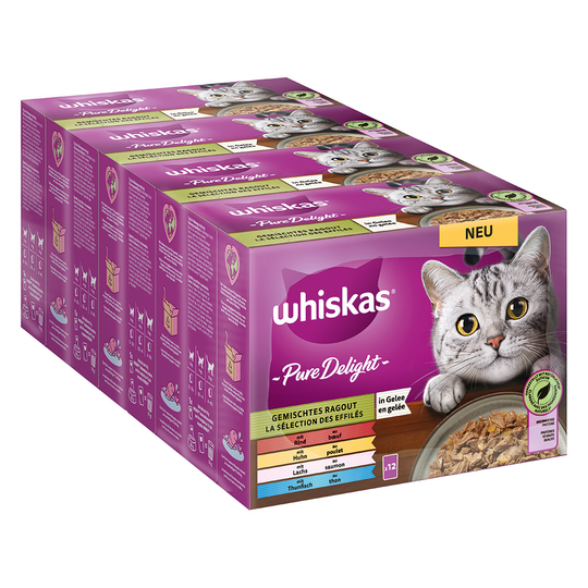 Whiskas Pure Delight Pouches 144 x 85 g - monen maun ragu hyytelössä
